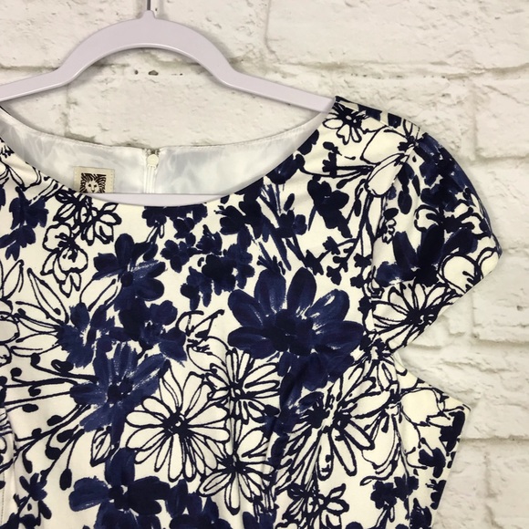 Anne Klein Floral Cap Sleeve Scoop Neck Dress 10 - Picture 3 of 8